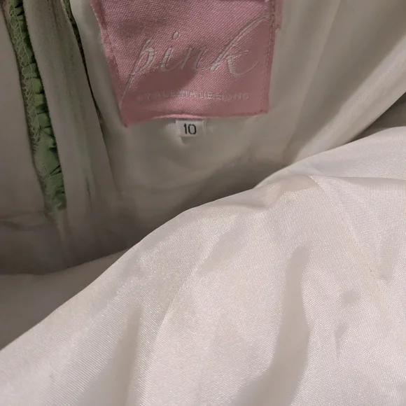 PINK By Alexia Design Strapless Dress with Green and Multicolor Design. - Picture 4 of 4